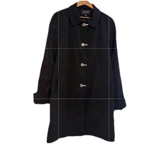 LONDON FOG Black Toggle Trench Rain Coat Women’s Size Large FAST SHIP 3291-8